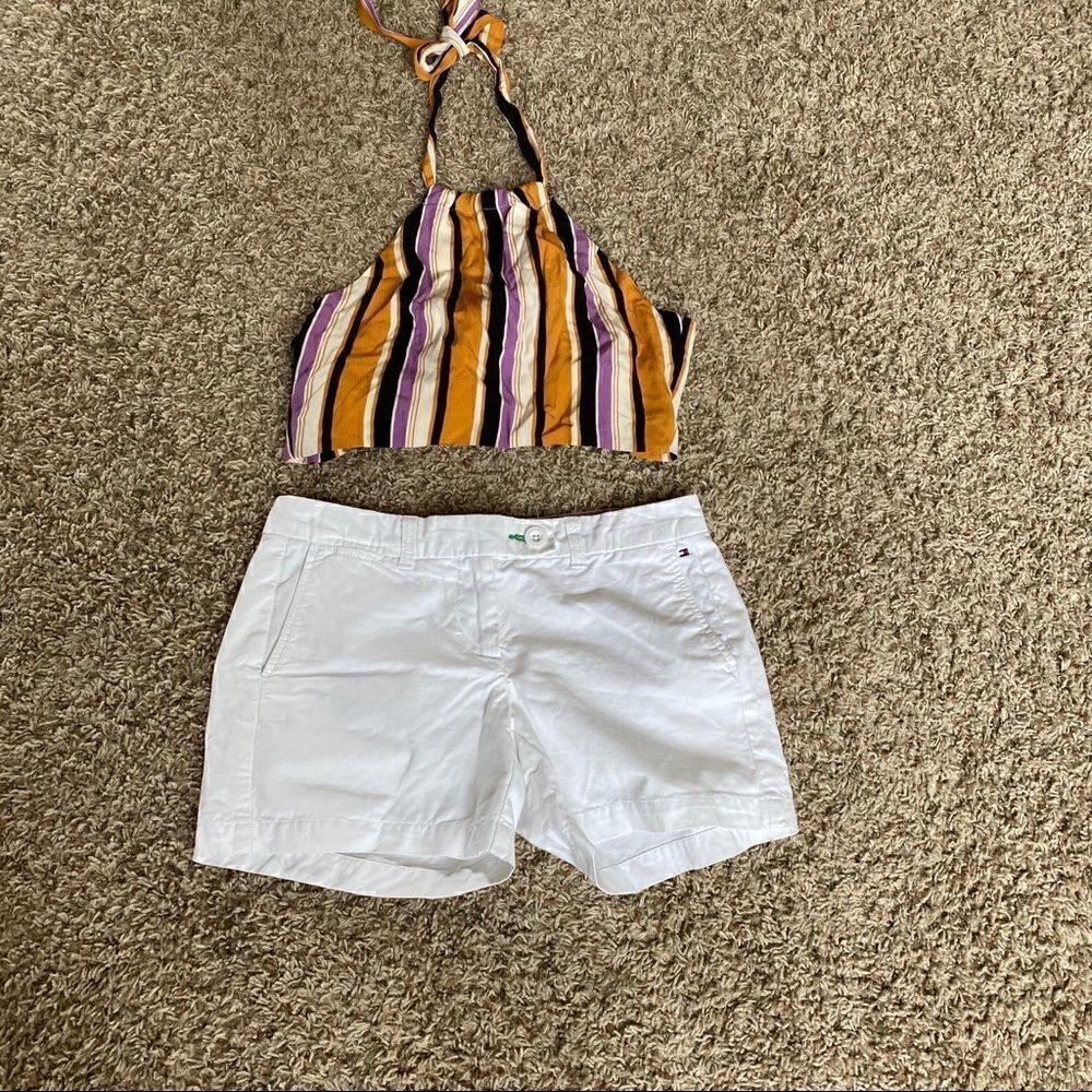 Honey Punch Striped Halter Top XS